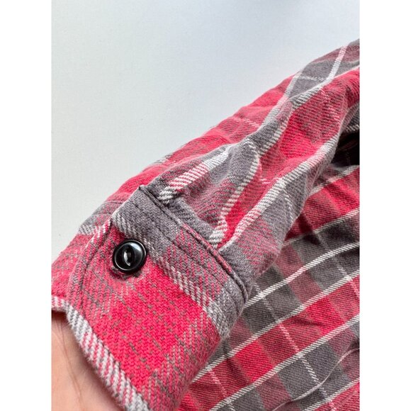 LEE Red Grey Plaid Check Cotton Flannel Button Down Shirt, Size M - Picture 7 of 13